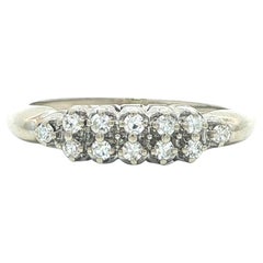 Vintage 14k White Gold 0.18ctw Old Single Cut Diamond 2 Row Band Ring