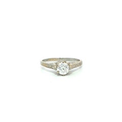Vintage 14k White Gold 0.23ct Old European Cut Diamond Solitaire Engagement Ring