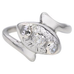 Vintage 14k White Gold 0.23tcw Diamond Bypass Ring