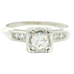 Vintage 14k White Gold 0.29ctw Round Diamond Classic Engagement Promise Ring