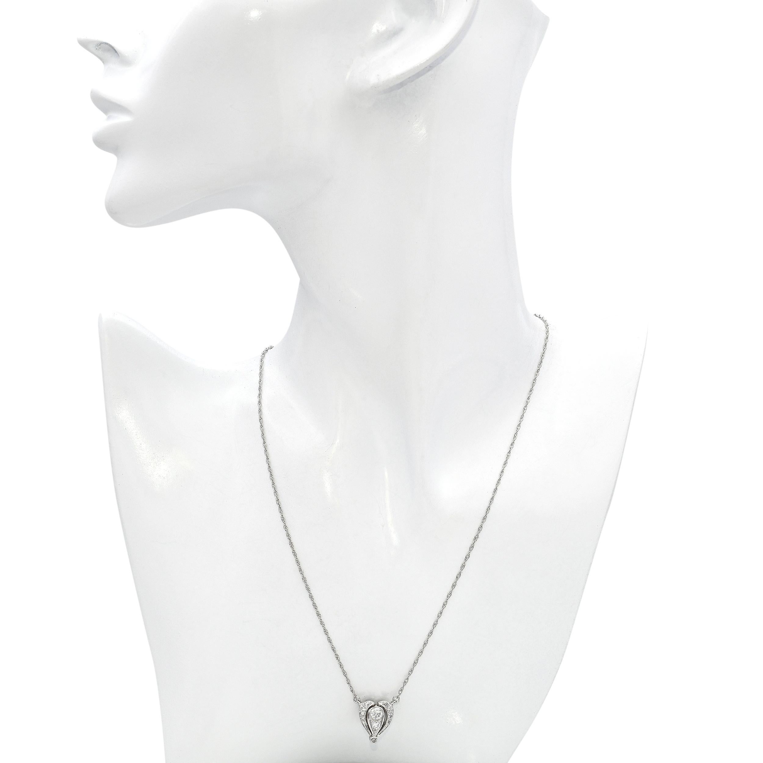 Modern Vintage 14k White Gold 0.40tcw Diamond Modular Design Drop Pendant For Sale