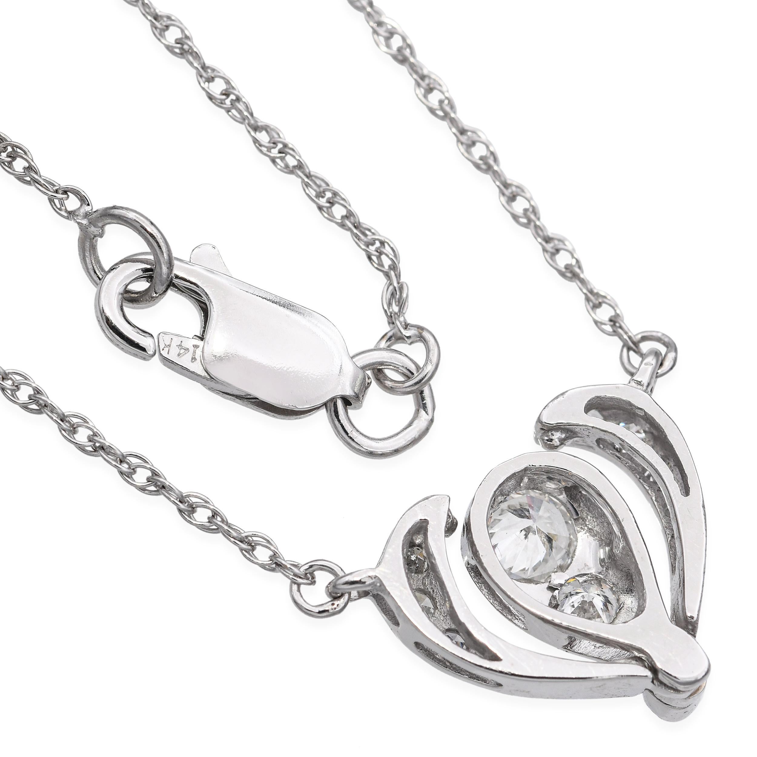 Vintage 14k White Gold 0.40tcw Diamond Modular Design Drop Pendant In Good Condition For Sale In New York, NY
