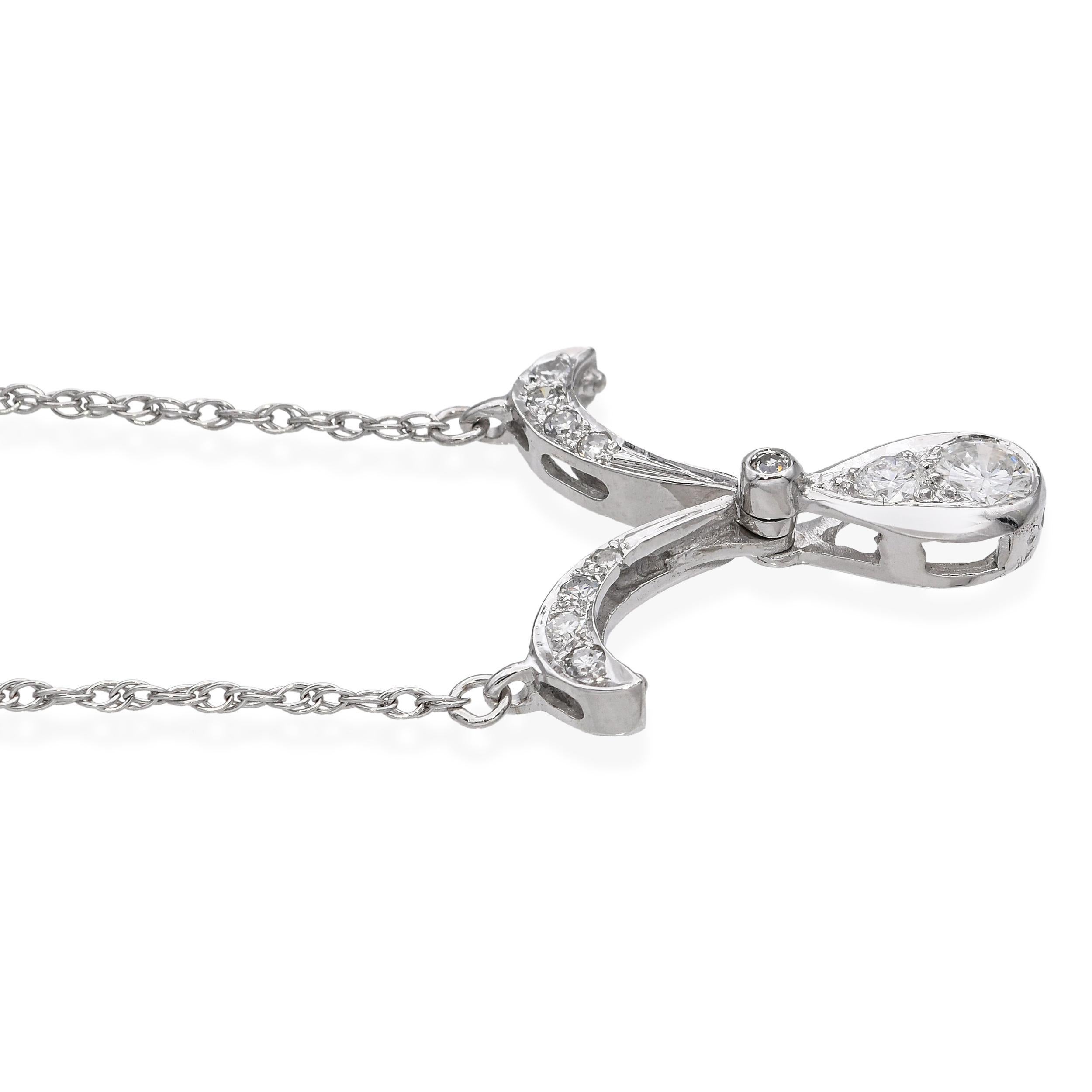 Vintage 14k White Gold 0.40tcw Diamond Modular Design Drop Pendant For Sale 1