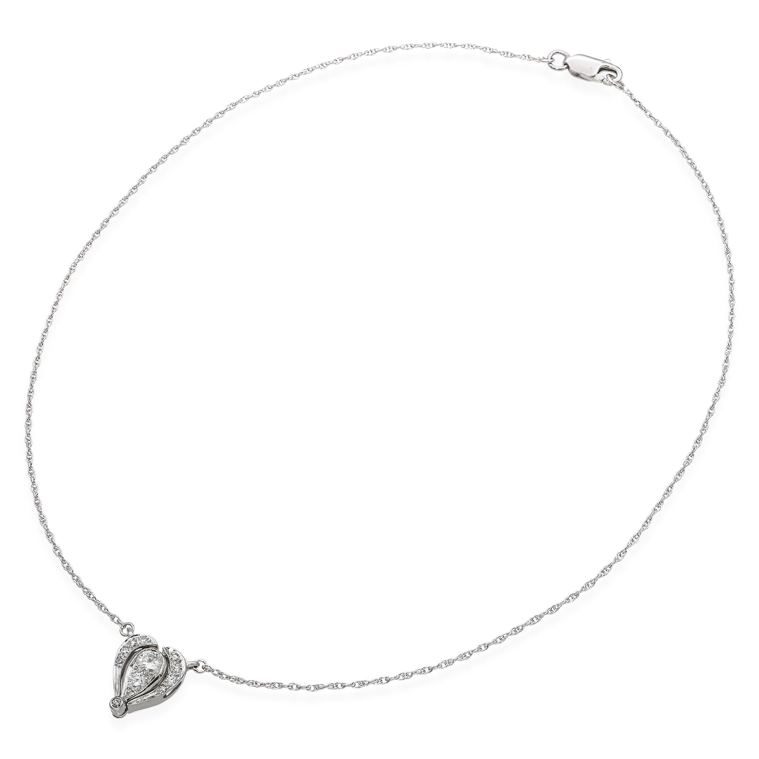 Vintage 14k White Gold 0.40tcw Diamond Modular Design Drop Pendant For Sale 2