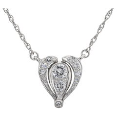 Vintage 14k White Gold 0.40tcw Diamond Modular Design Drop Pendant