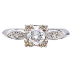 Vintage 14k White Gold 0.42tcw H VS Diamond Engagement Ring