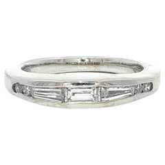 Vintage 14k White Gold 0.45ct Channel Set Diamond Wide Unique Band Ring