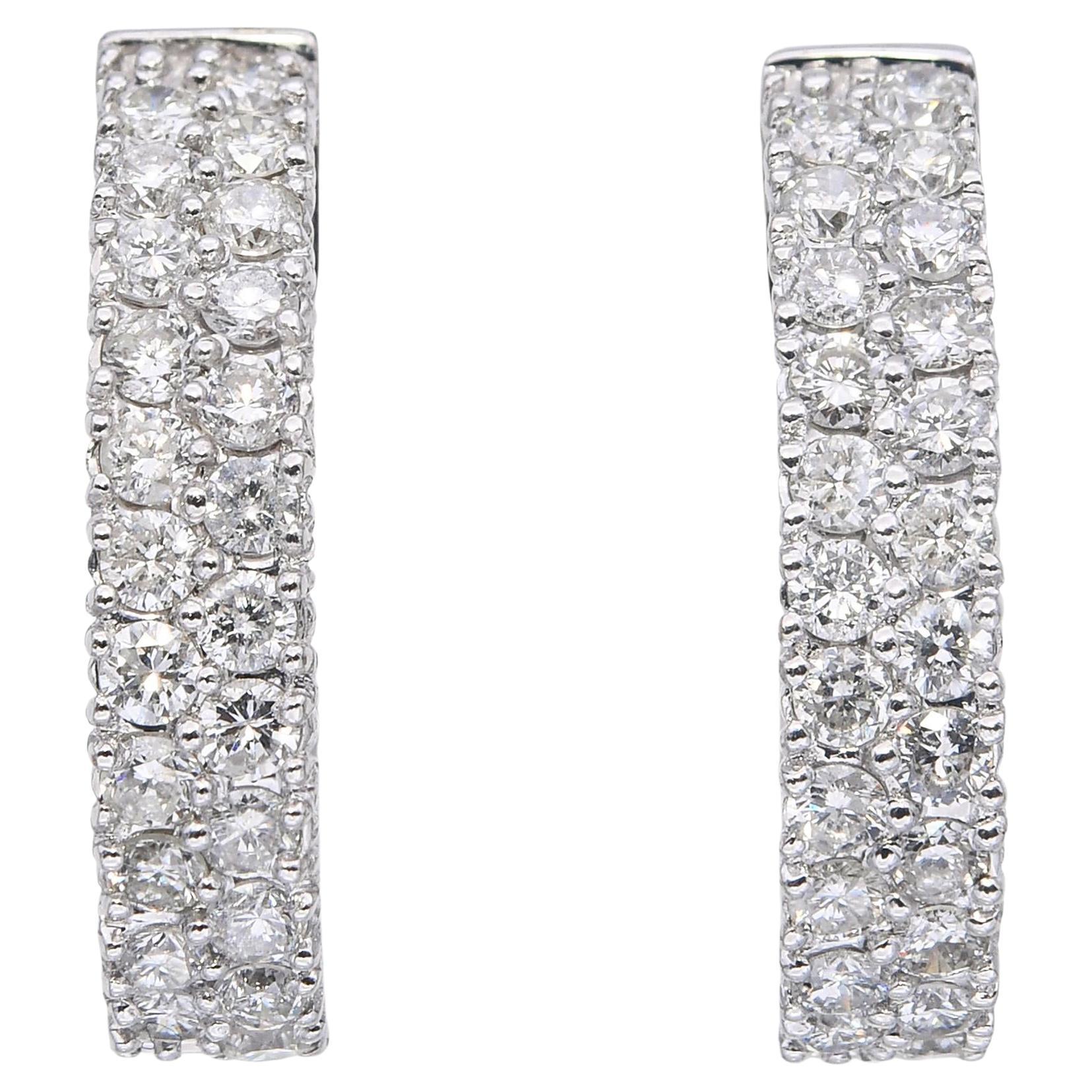 Pendientes de medio aro vintage de oro blanco de 14k y 0,53 qt de diamantes
