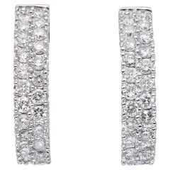 Pendientes de medio aro vintage de oro blanco de 14k y 0,53 qt de diamantes