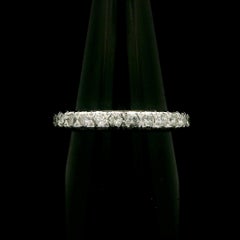 Vintage 14k White Gold 0.60ctw Pave Diamond Polished Eternity Band Ring Size 7.5