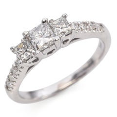 Vintage 14k White Gold 0.68tcw 3-Stone Diamond Engagement Ring