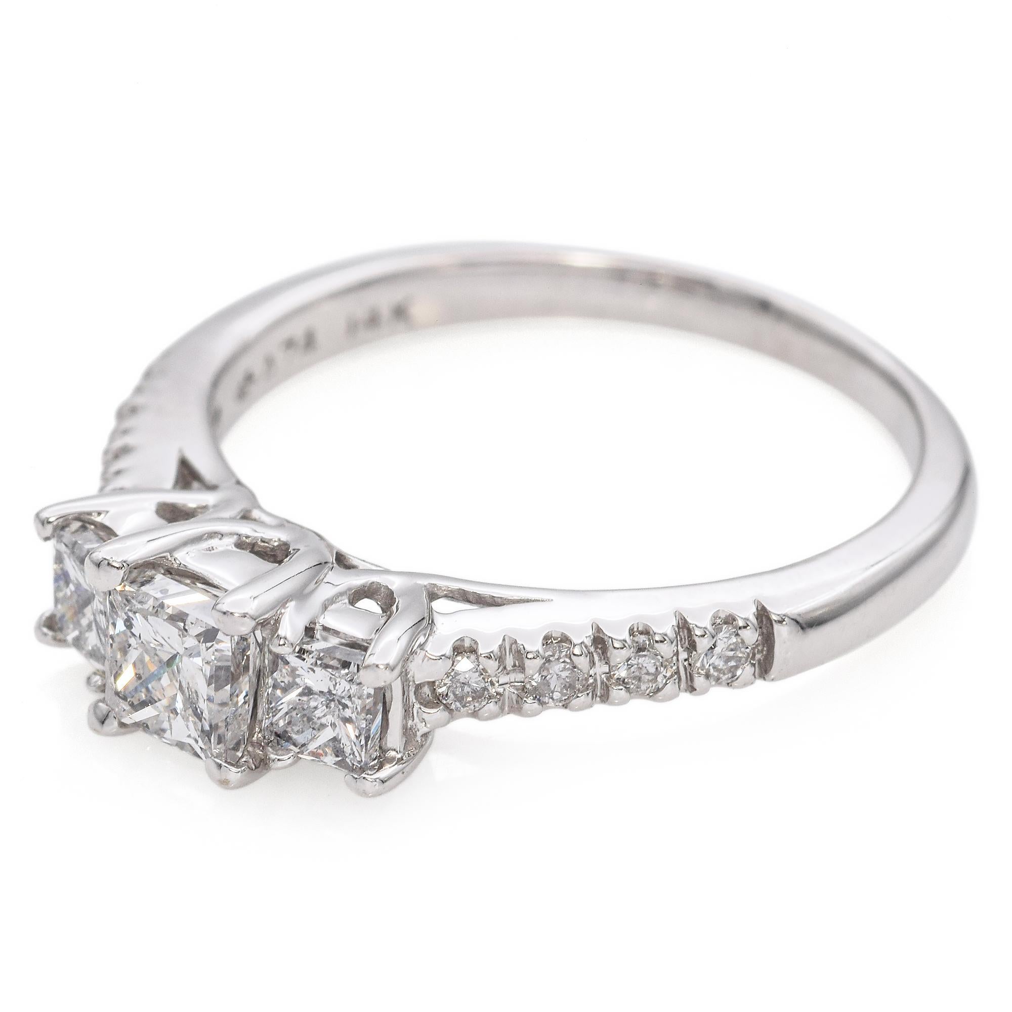 Vintage 14k Weißgold 0,68tcw 3-Strone Diamant Verlobungsring im Zustand „Gut“ im Angebot in New York, NY