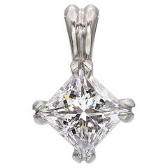 Vintage 14k White Gold 0.68tcw H VS Diamond Pendant