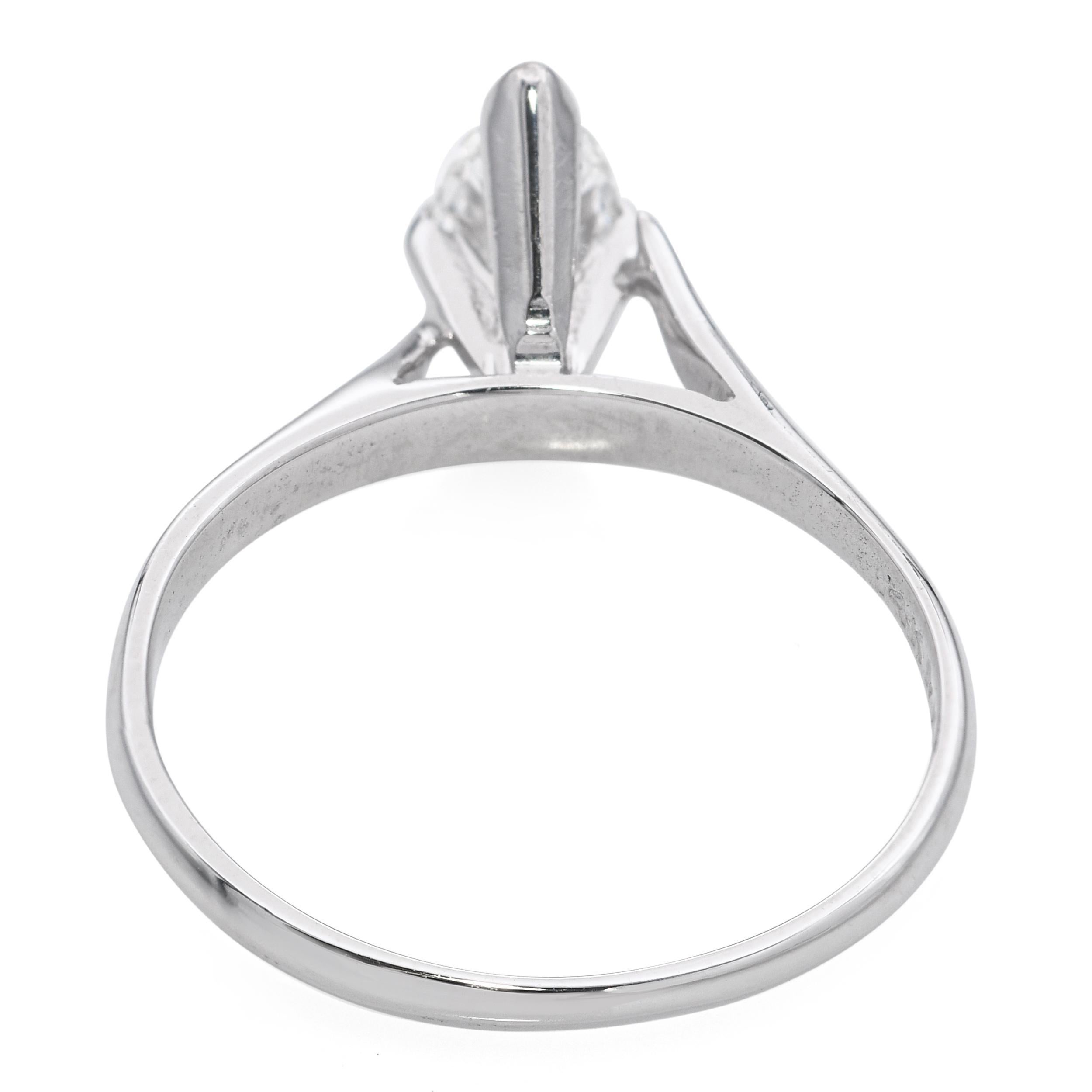 Women's Vintage 14k White Gold 0.70ct Marquise Diamond Ring For Sale
