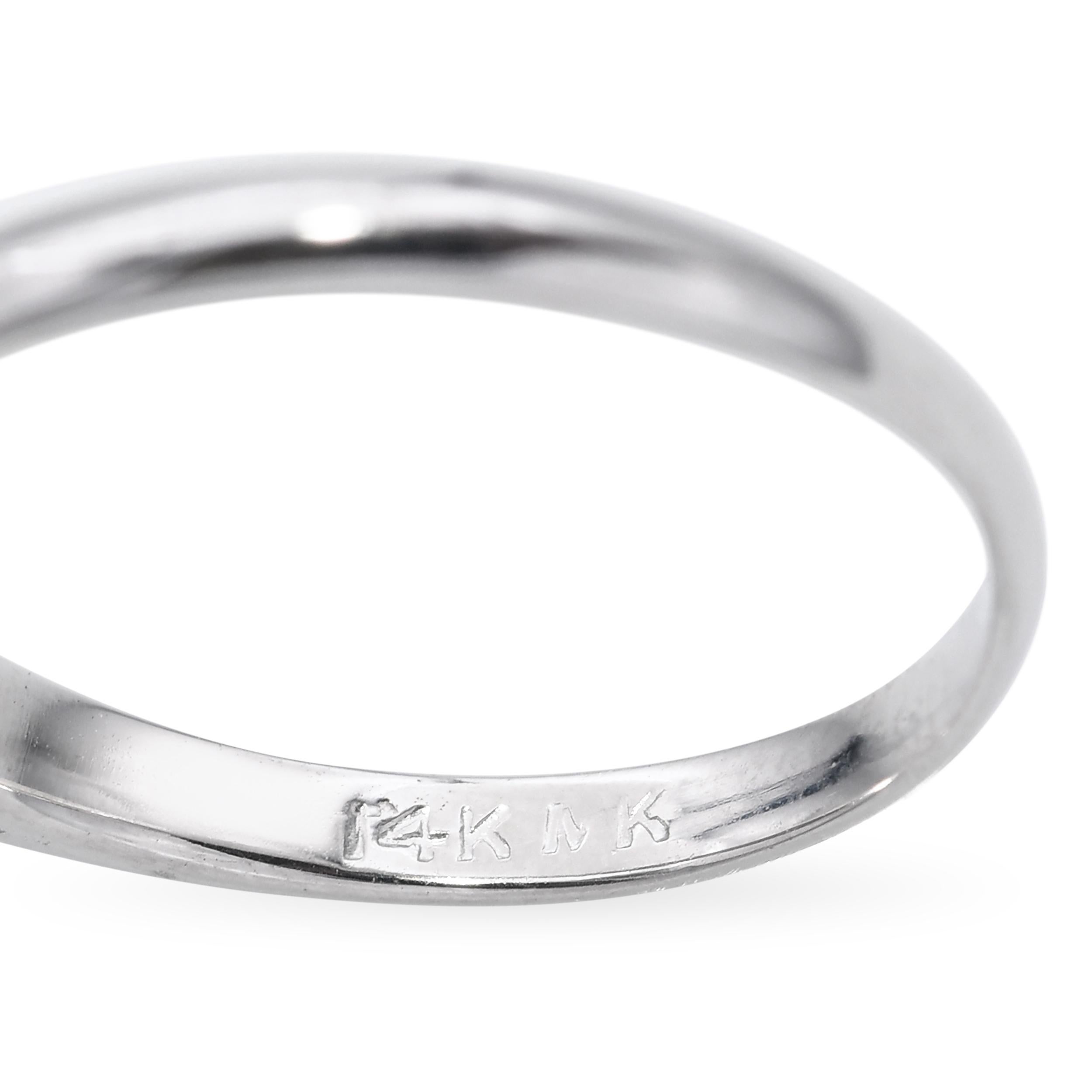 Vintage 14k White Gold 0.70ct Marquise Diamond Ring For Sale 2