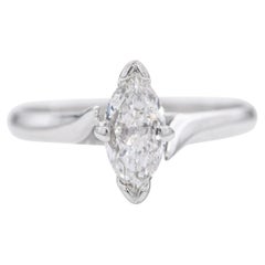 Vintage 14k White Gold 0.70ct Marquise Diamond Ring