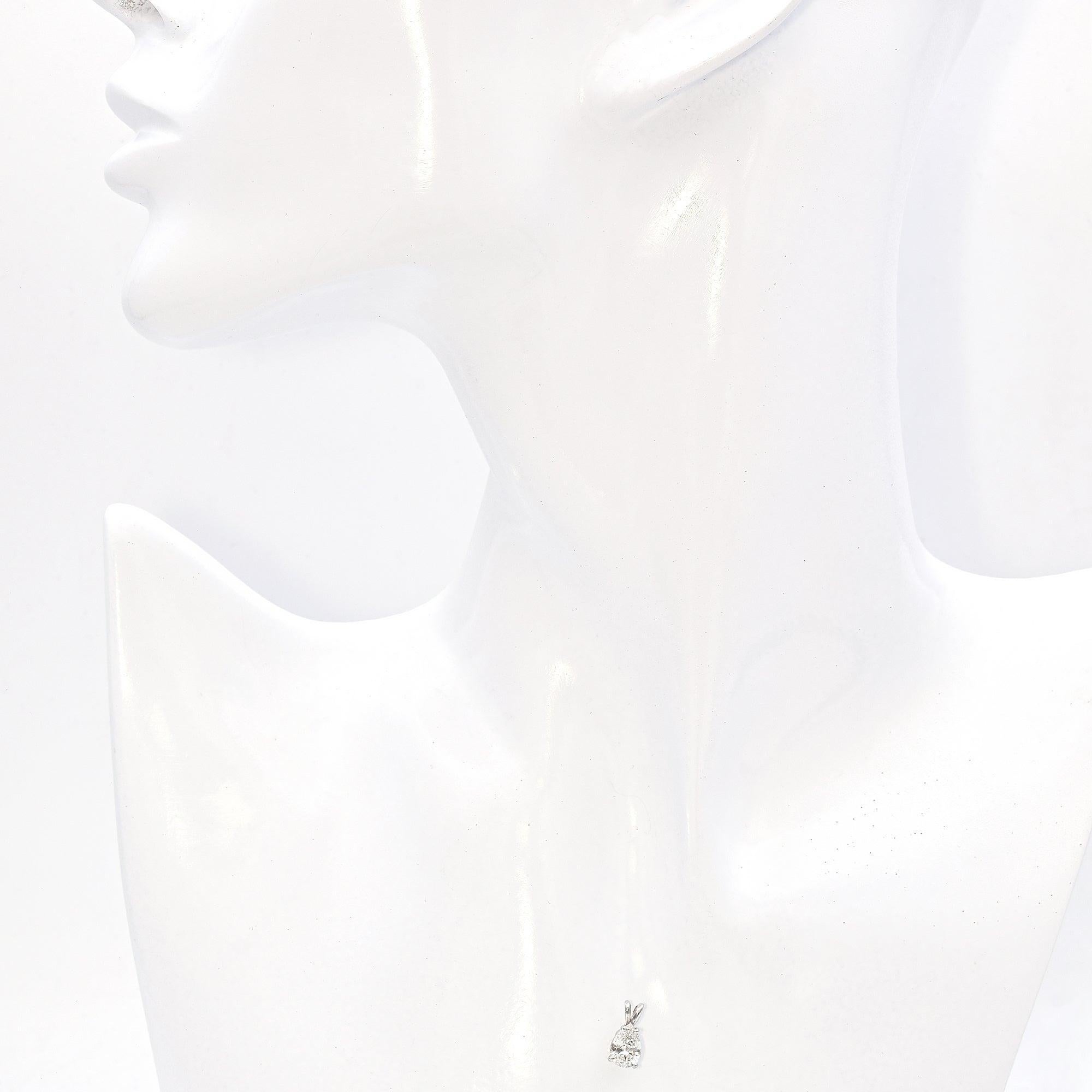Pear Cut Vintage 14K White Gold 0.70tcw Diamond Pear Pendant For Sale
