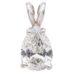 Vintage 14K White Gold 0.70tcw Diamond Pear Pendant