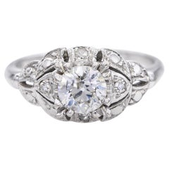 Vintage 14k White Gold 0.76tcw Old Euro Diamond Ring