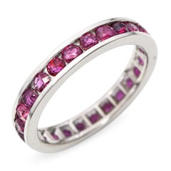 Vintage 14k White Gold 0.78tcw Ruby Eternity Band