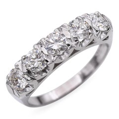 Vintage 14k or blanc 0.82tcw Diamond Five Ston Ring