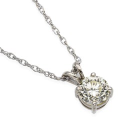 Vintage 14k White Gold 0.85tcw Old European Diamond Solitaire Pendant