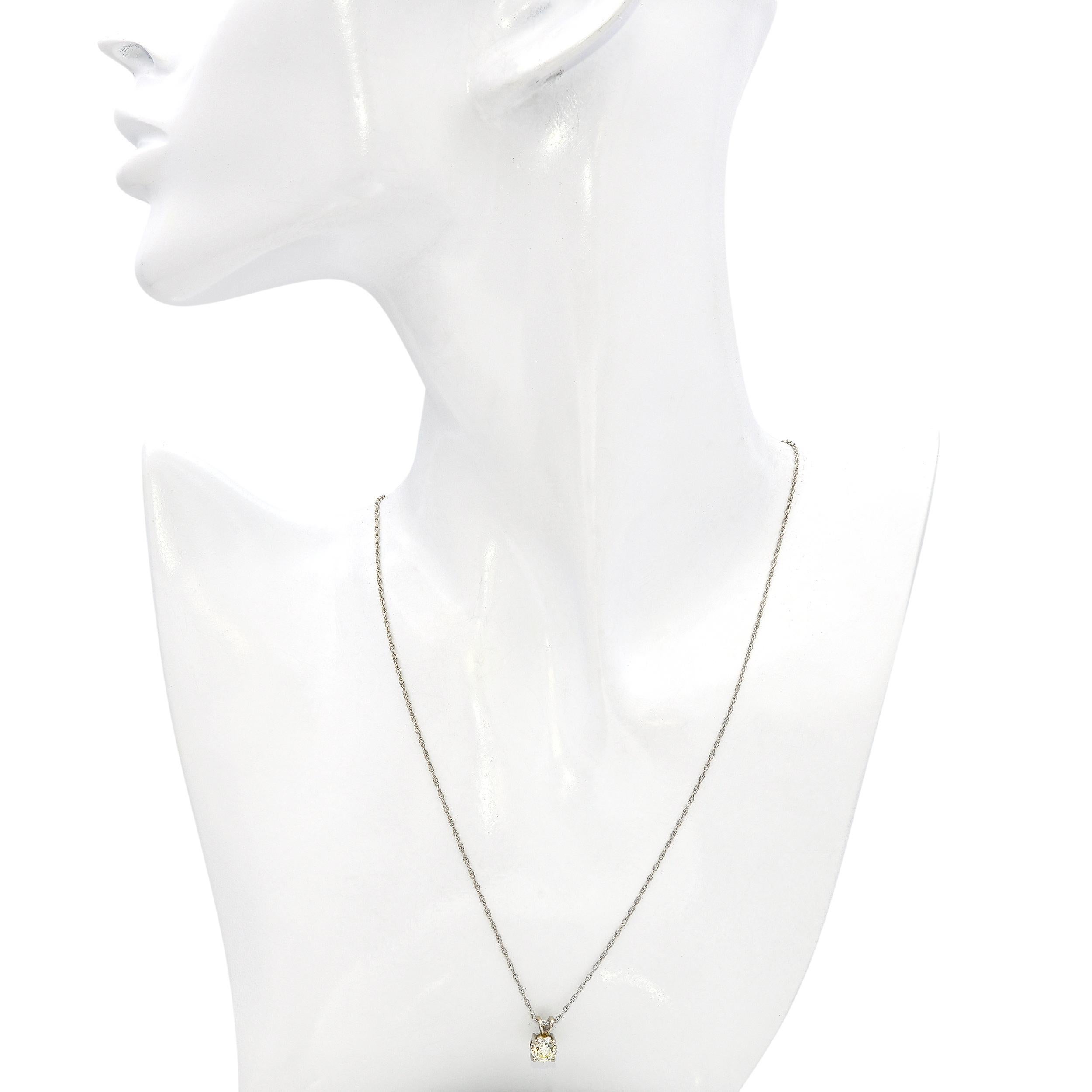 Vintage 14k Weißgold 0,85tcw Old European Diamond Solitaire Anhänger (Alteuropäischer Schliff) im Angebot