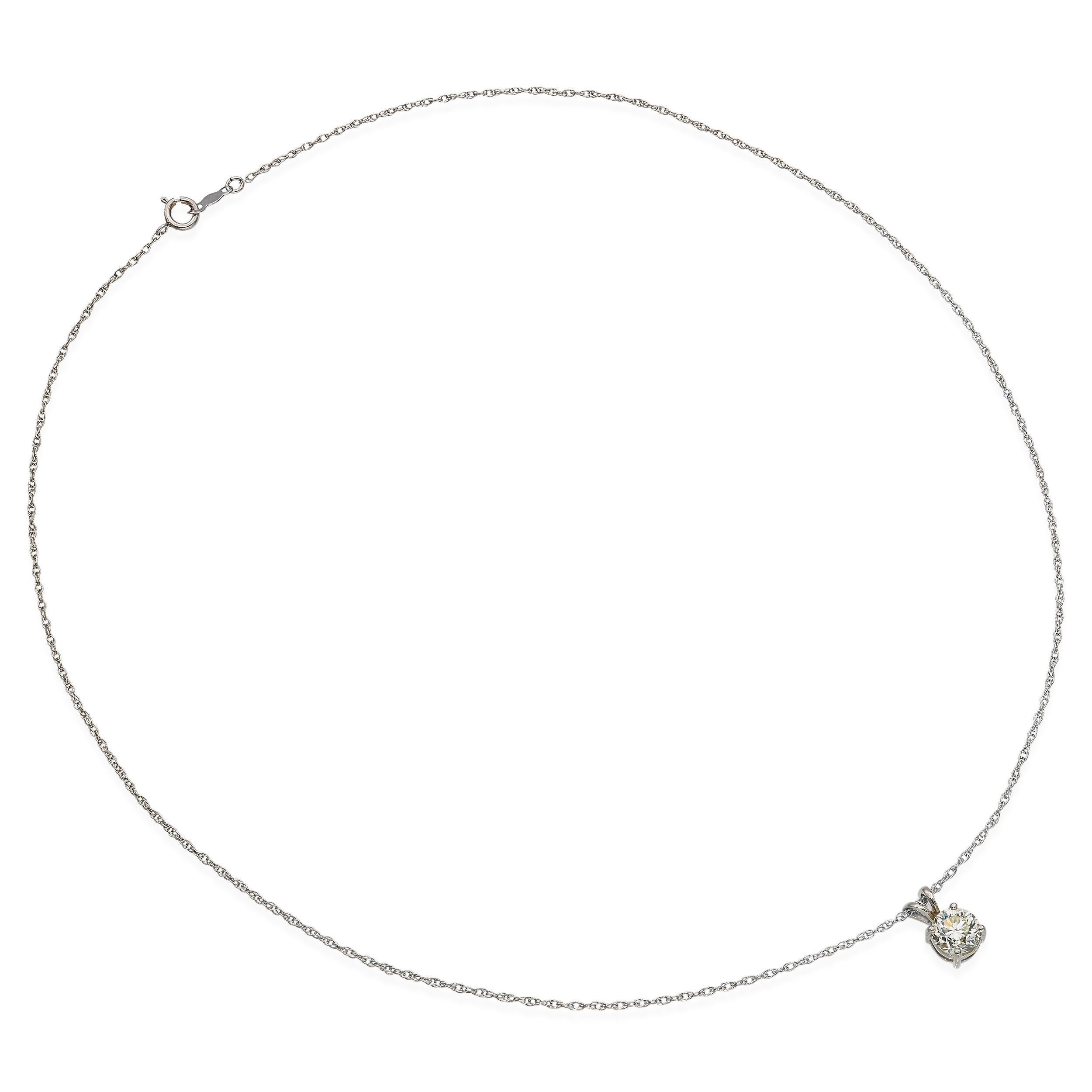 Vintage 14k Weißgold 0,85tcw Old European Diamond Solitaire Anhänger im Zustand „Gut“ im Angebot in New York, NY