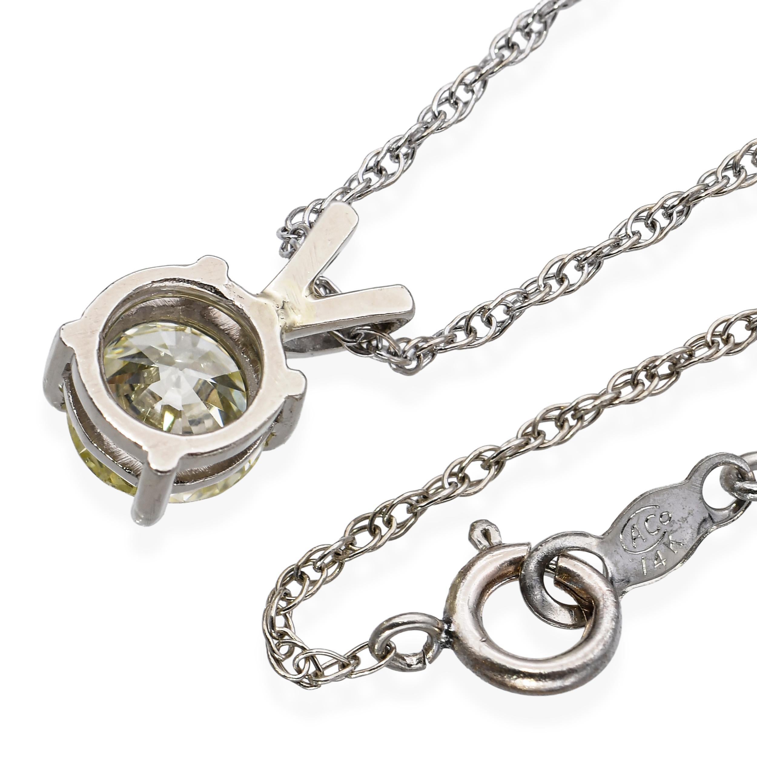 Vintage 14k Weißgold 0,85tcw Old European Diamond Solitaire Anhänger Damen im Angebot