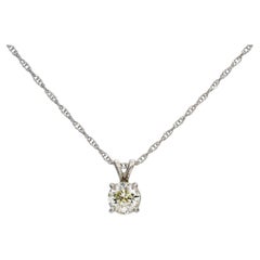 Vintage 14k White Gold 0.85tcw Old European Diamond Solitaire Pendant