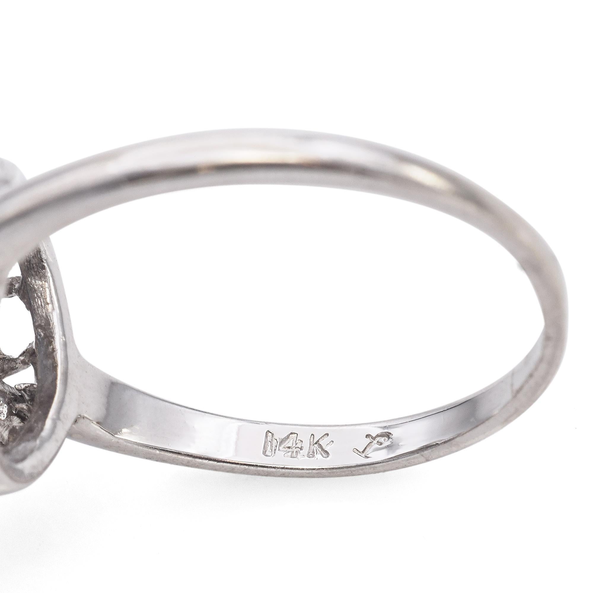 Women's Vintage 14K White Gold 0.86 Ct. Sapphire and Diamond Halo Ring For Sale