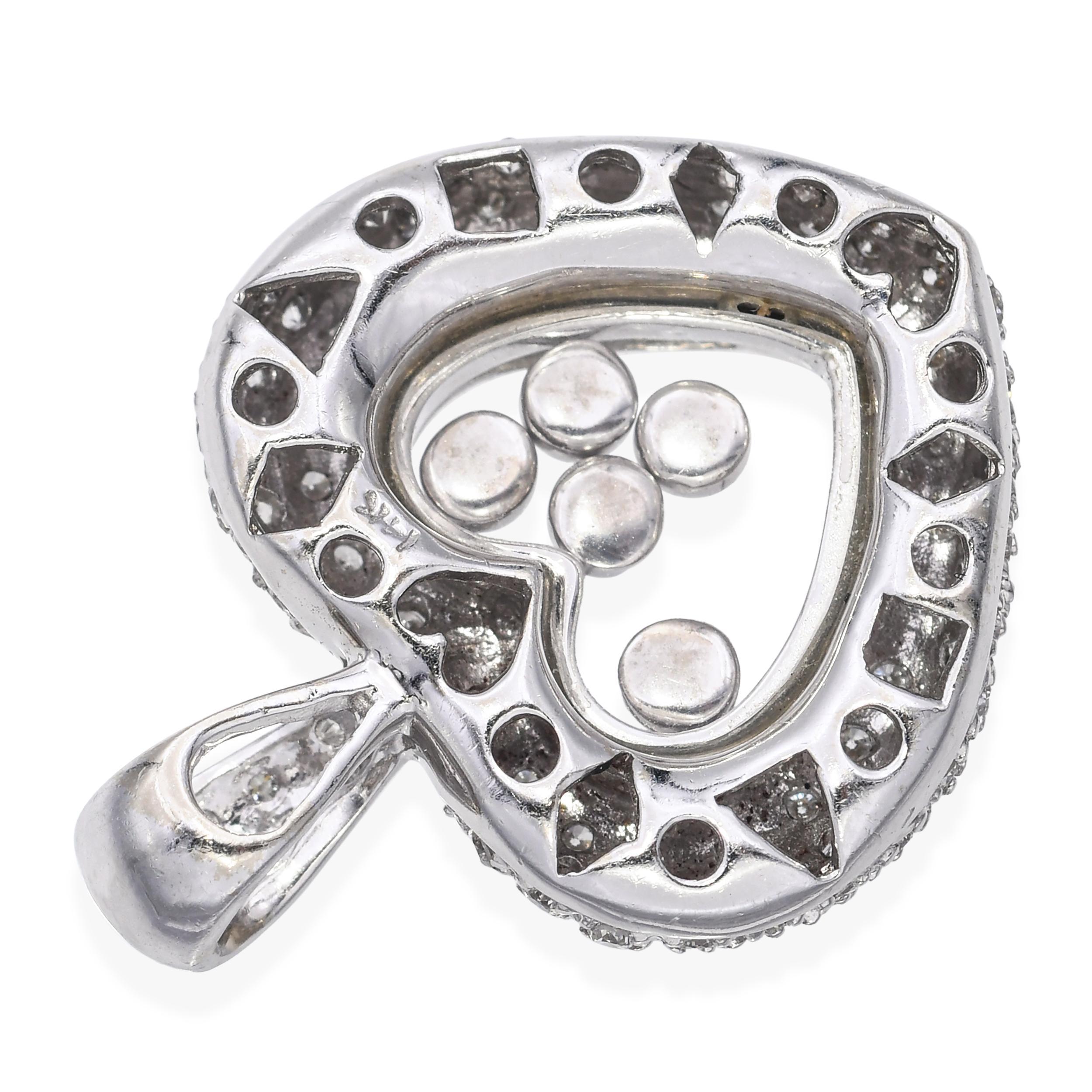 Vintage 14k Weißgold 1,03tcw Floating Diamond Heart Anhänger (Rundschliff) im Angebot