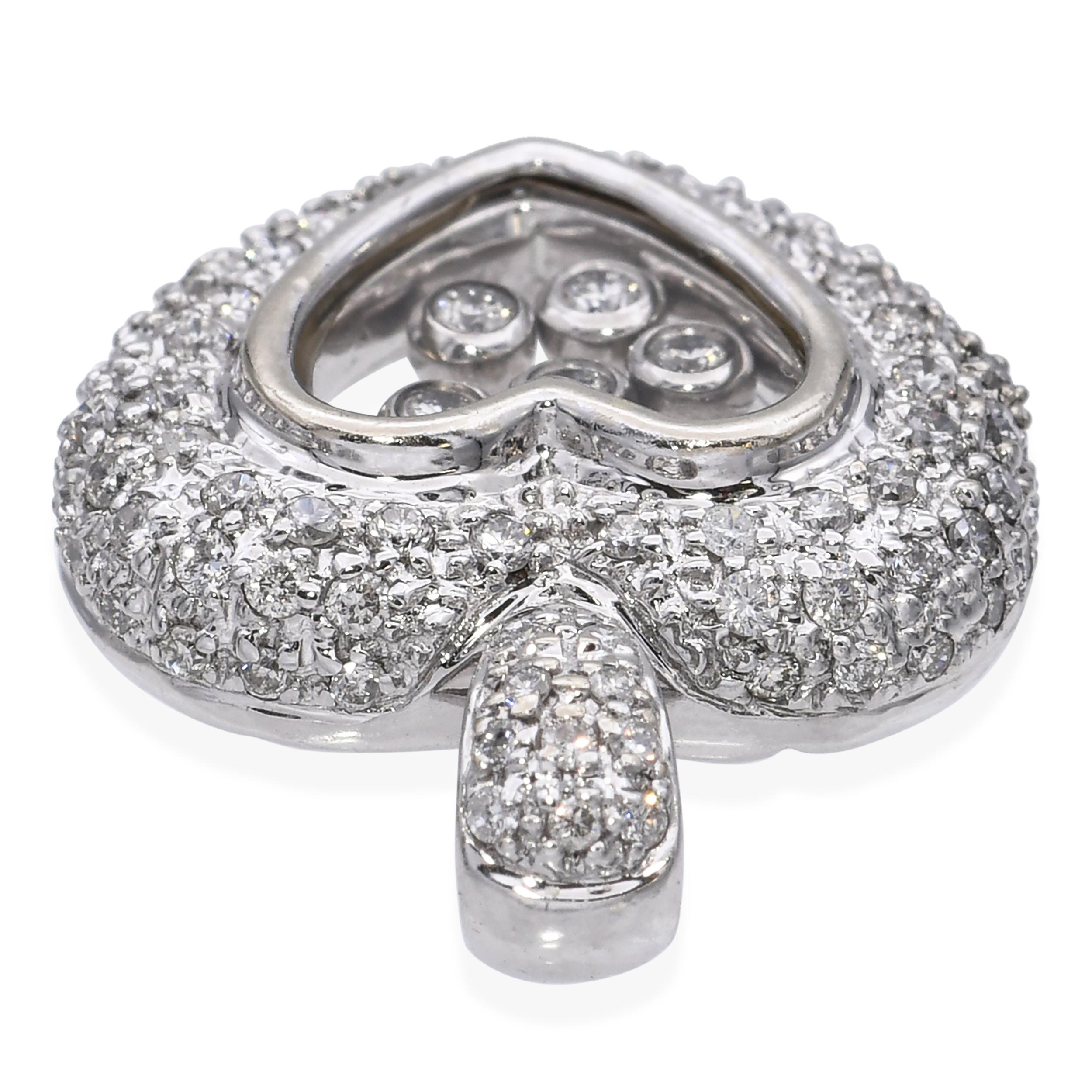 Vintage 14k Weißgold 1,03tcw Floating Diamond Heart Anhänger für Damen oder Herren im Angebot