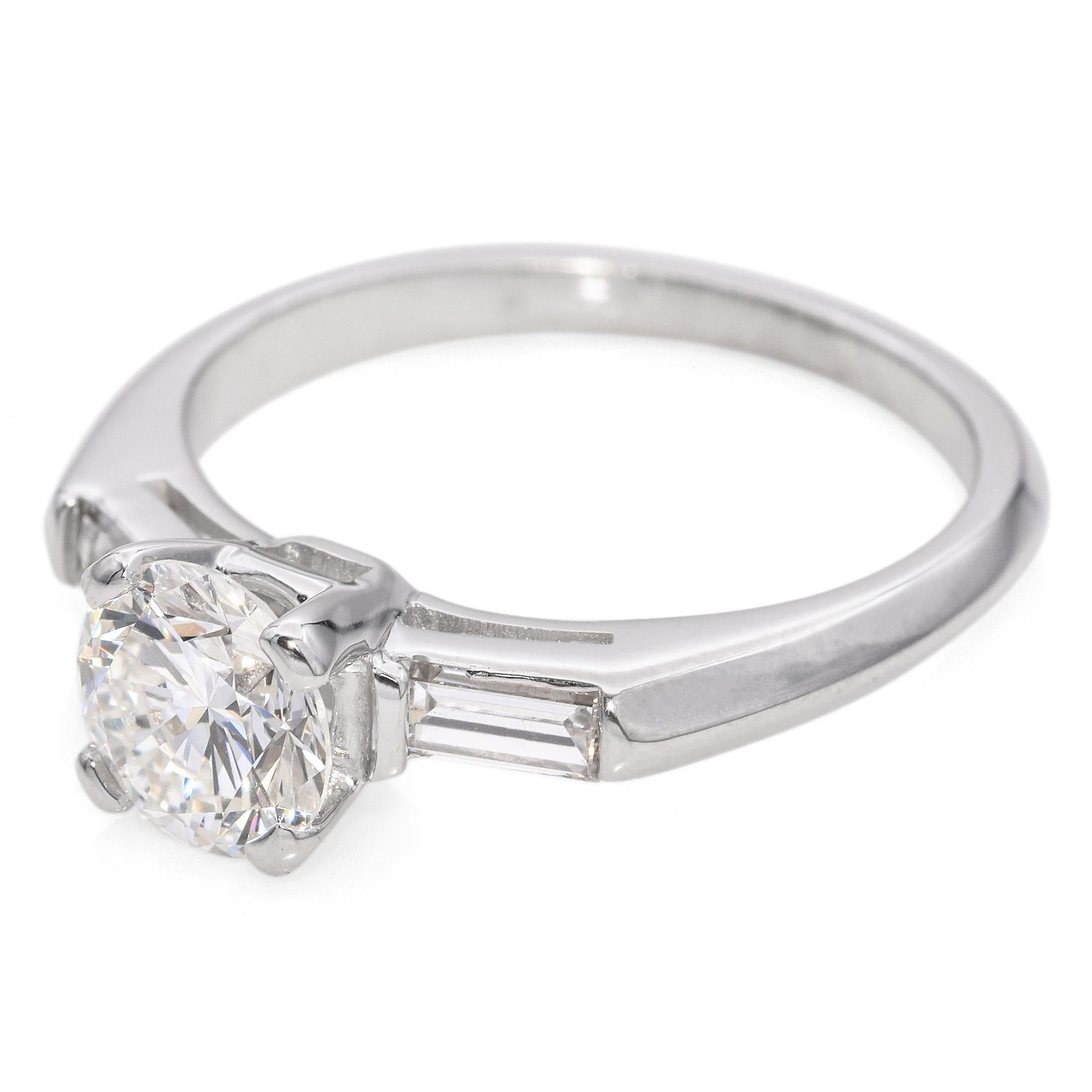 Modern Vintage 14K White Gold 1.05 TCW Diamond Engagement Ring For Sale