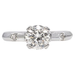 Vintage 14K White Gold 1.05 TCW Diamond Engagement Ring
