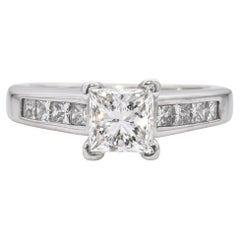 Vintage 14k White Gold 1.06ct Princess Cut Diamonds Engagement Ring