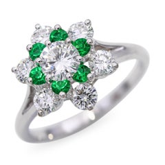 Vintage 14k White Gold 1.08tcw Diamond and Lab Emerald Ring