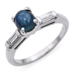 Vintage 14k White Gold 1.09ct Sapphire and Diamond Ring