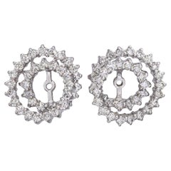 Vintage 14k White Gold 1.11tcw Diamond Spiral Earring Jackets