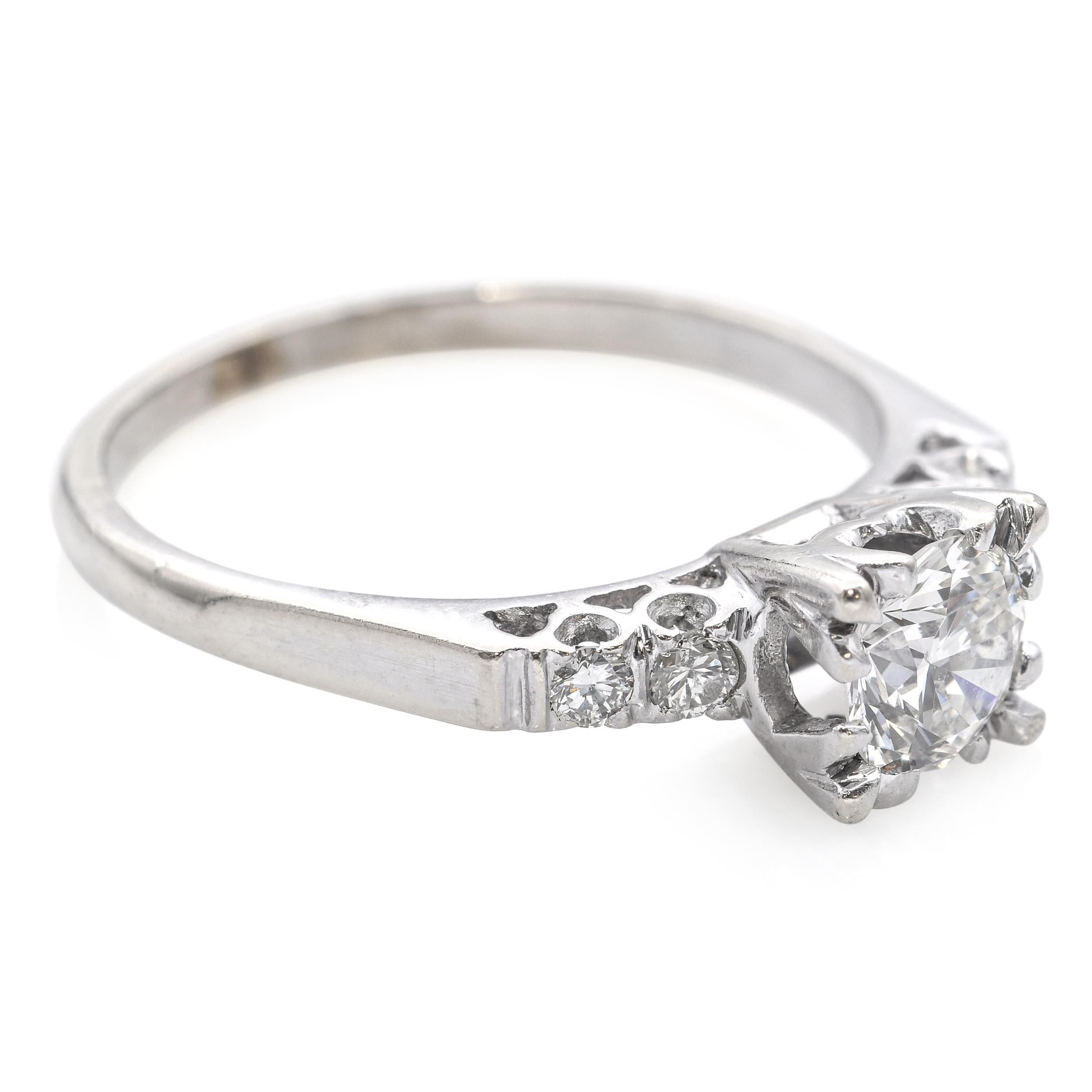 Anello di fidanzamento con diamante vintage in oro bianco 14k 1,12tcw J VS1 in vendita 1
