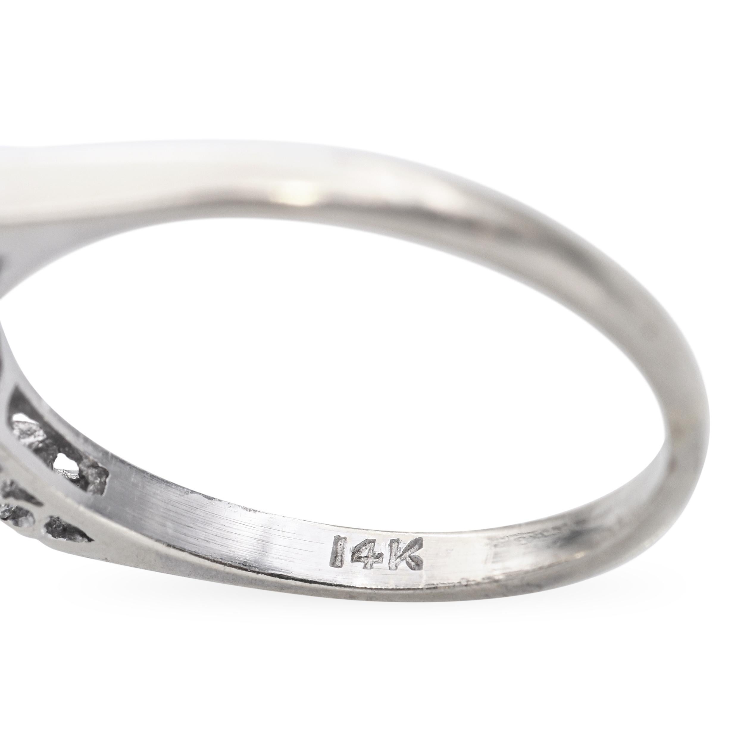 Anello di fidanzamento con diamante vintage in oro bianco 14k 1,12tcw J VS1 in vendita 2