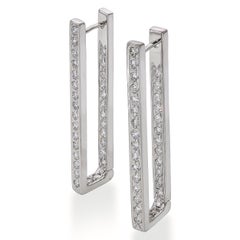 Vintage 14k White Gold 1.1tcw Diamond Bar Earrings