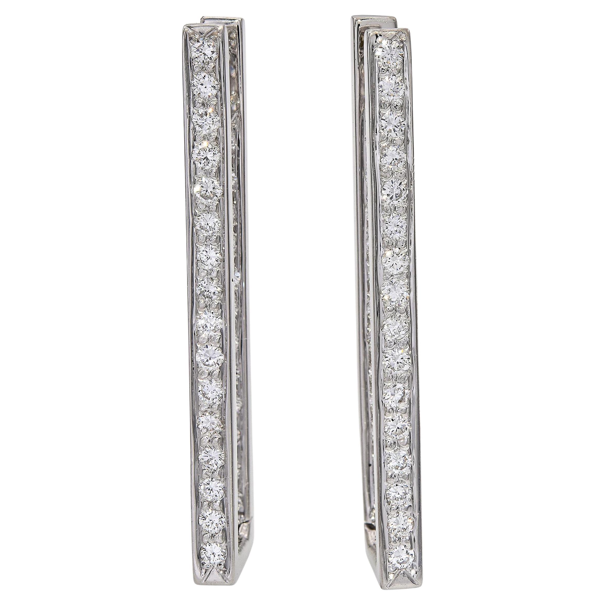 Orecchini a barretta con diamante vintage in oro bianco 14k da 1,1tcw