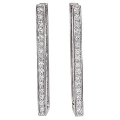 Orecchini a barretta con diamante vintage in oro bianco 14k da 1,1tcw