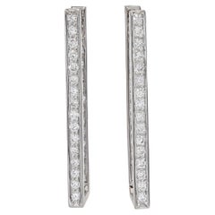 Vintage 14k White Gold 1.1tcw Diamond Bar Earrings