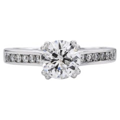 Anello di fidanzamento vintage in oro bianco 14k con diamante K Si2 da 1,20tcw