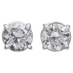 Vintage 14k White Gold 1.5tcw Diamond Stud Earrings