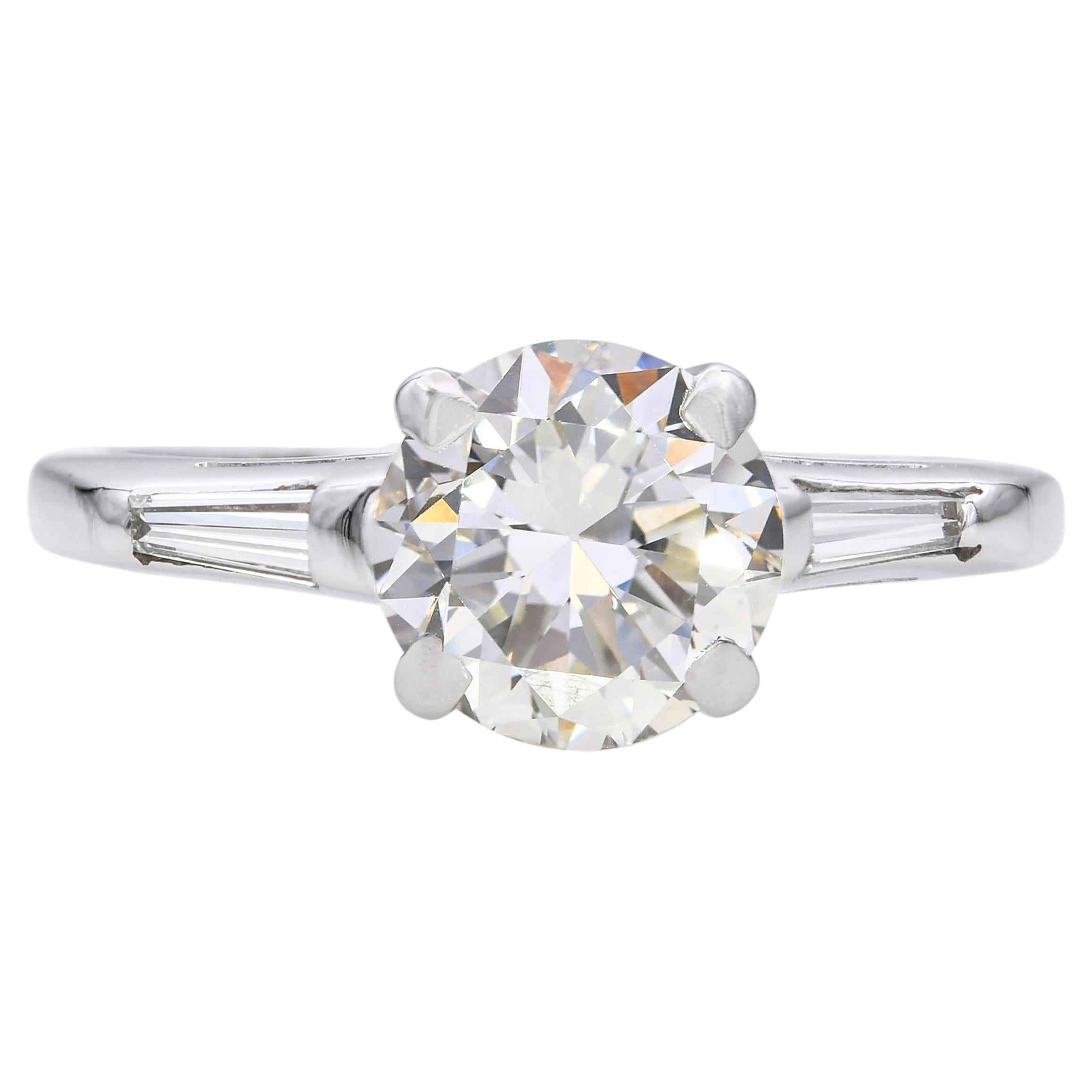 Vintage-Diamantring aus 14-karätigem Weißgold, 1,67 tcw, J, VS2, im Old-Euro-Stil