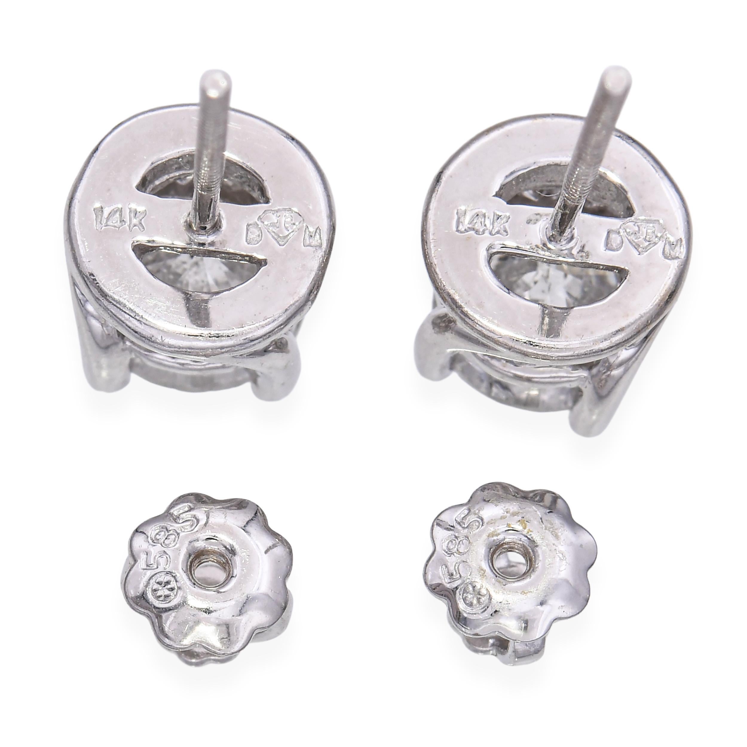 Vintage 14k Weißgold 1,92tcw Diamant-Ohrstecker Damen im Angebot