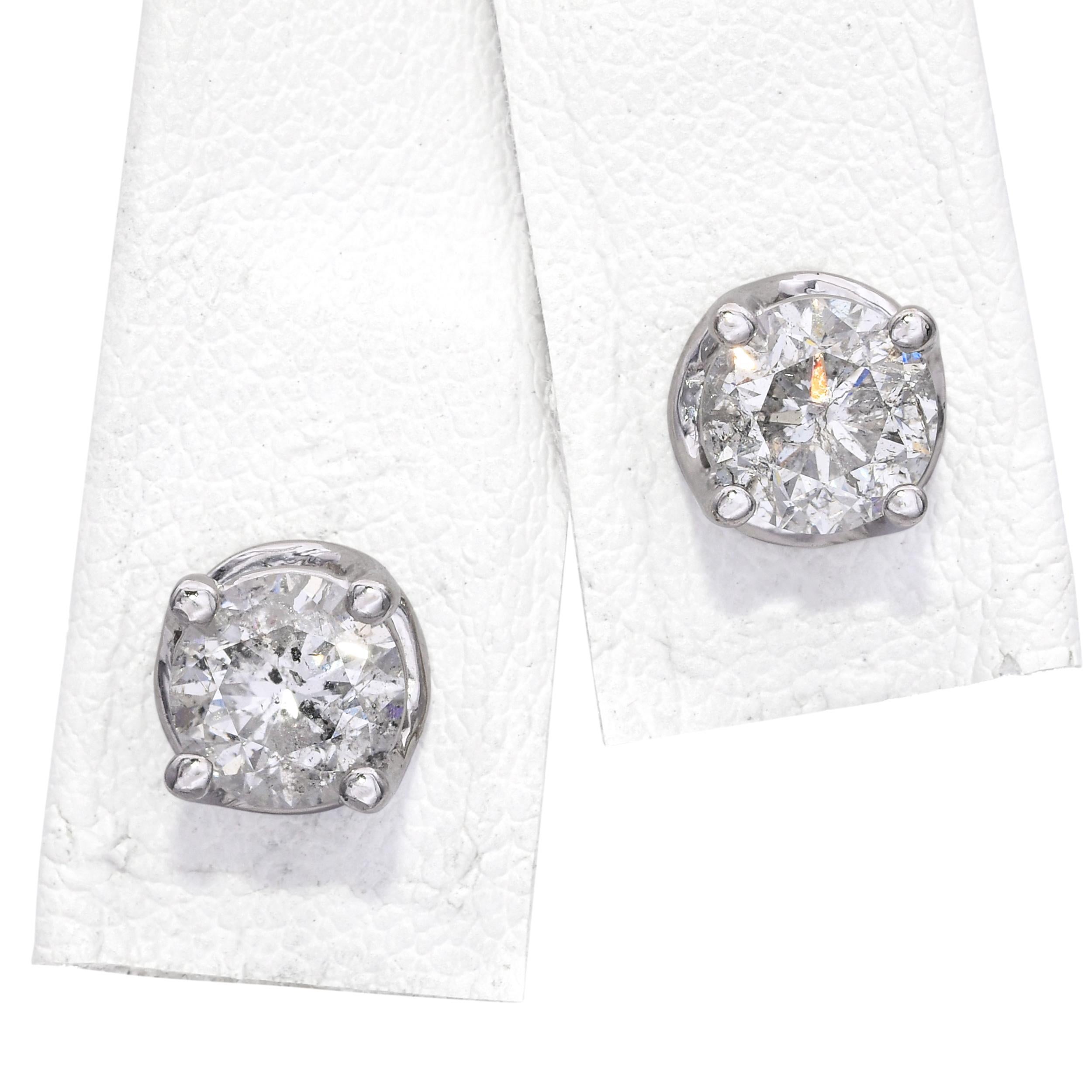 Vintage 14k Weißgold 1,92tcw Diamant-Ohrstecker im Angebot 1